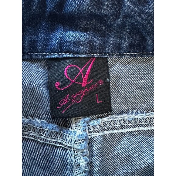 Yapai Vintage 1987 Overall Women Jeans Large 28 Blue Capri Mid Rise Denim - Picture 13 of 15